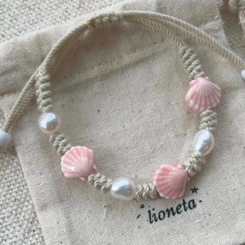 Lioneta Coral Pink Seashell Pearl Bracelet NWT